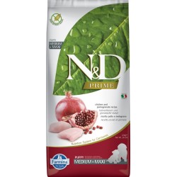 Farmina N&D Cachorros - Razas Medianas-Maxi Pollo, Granada, Aloe Vera, Psyllium, Cúrcuma y Té Verde